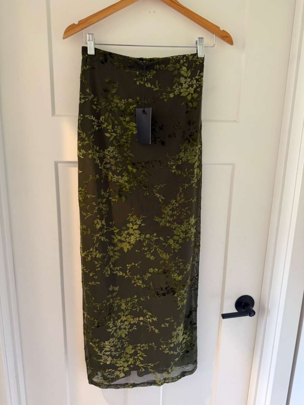 Emory Park Olive Green Floral Maxi Slip Skirt